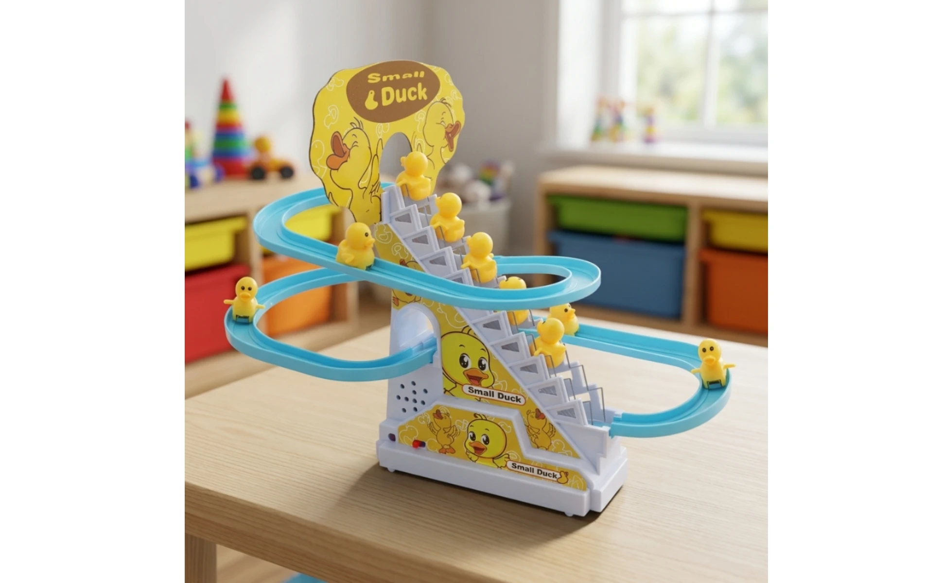 Electric Duck Climbing Stairs Toy Interactive Duck Climbing Stairs Toy Playset Flashing Funny for Toddlers, Playroom, Home