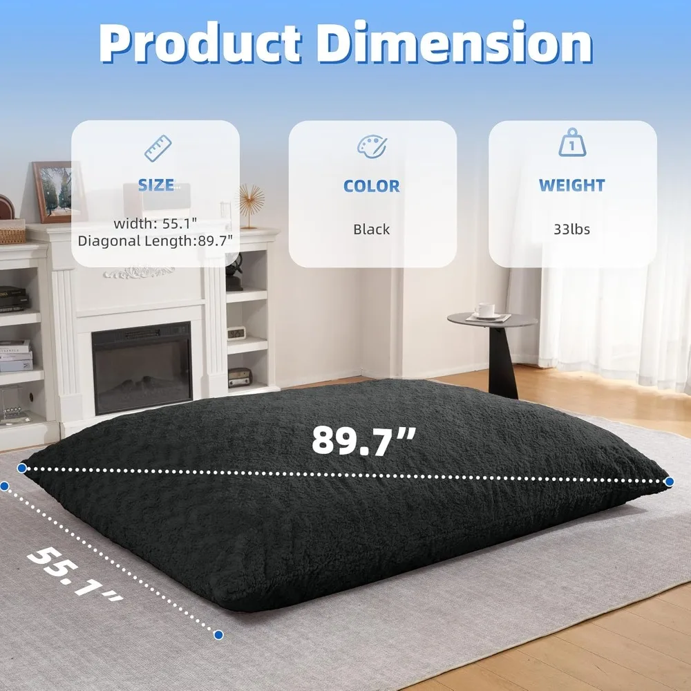 كرسي بين باج من إسفنج الذاكرة - أريكة عملاقة 4 في 1 للكبار مع غطاء من الفرو الصناعي قابل للغسل وتصميم قابل للغسل في الغسالة #2