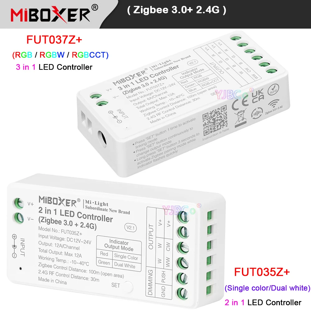 Miboxer Zigbee3.0 Single Color/Dual White 2 in 1 Light Tape dimmer 2.4G Tuya RGB/RGBW/RGBCCT 3 in 1 LED Strip Controller 12V 24V