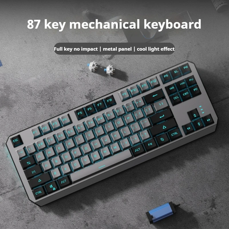 Eweadn Wired Mechanical Keyboard Full Key Hot Swappable Conflict Free Factory Run Satellite Axis Metal Panel Gaming Office