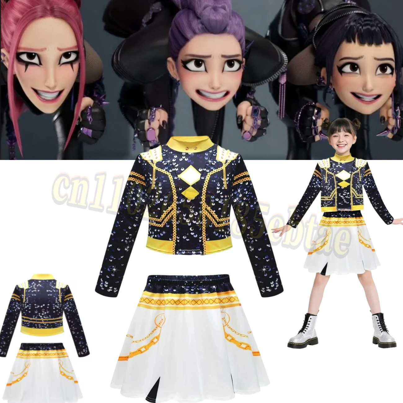 

New KPop Demon Hunters New 2025 Cosplay Costume Rumi Zoey Mira Cosplay Girls Style Kids Stage Performance Clothes Halloween