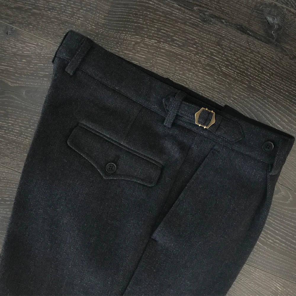 

CAILENOW British Style Retro Woolen Suit Pants Neapolitan Paris Button Straight Leg Casual Business Trousers for Middle-Aged Men