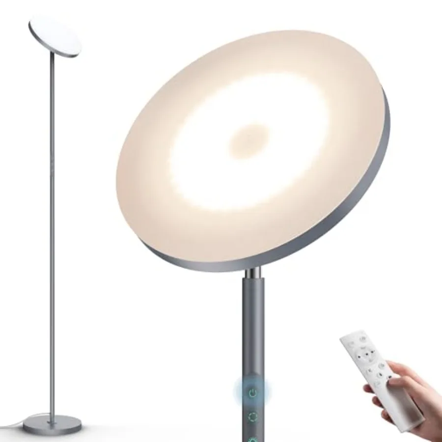 

Floor Lamp, Bright 36W 3500LM Standing Lamp with Remote, 2700K Soft White to 6500K Cool White Adjustable, Touch Control Dimmabl