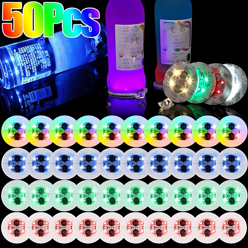 Luminous Coaster Stickers LED Bar Drinks Cup Pad Wine Liquor Bottles Coaster Atmosphere Light Cup Sticker Light-emitting Props