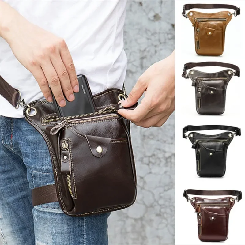 

Waist Leg Bag Women Men Holster Retro Cowhide Motorcycle Thigh Hip Belt Pack Messenger Shoulder Bags Bike Outdoor Hiking Camping