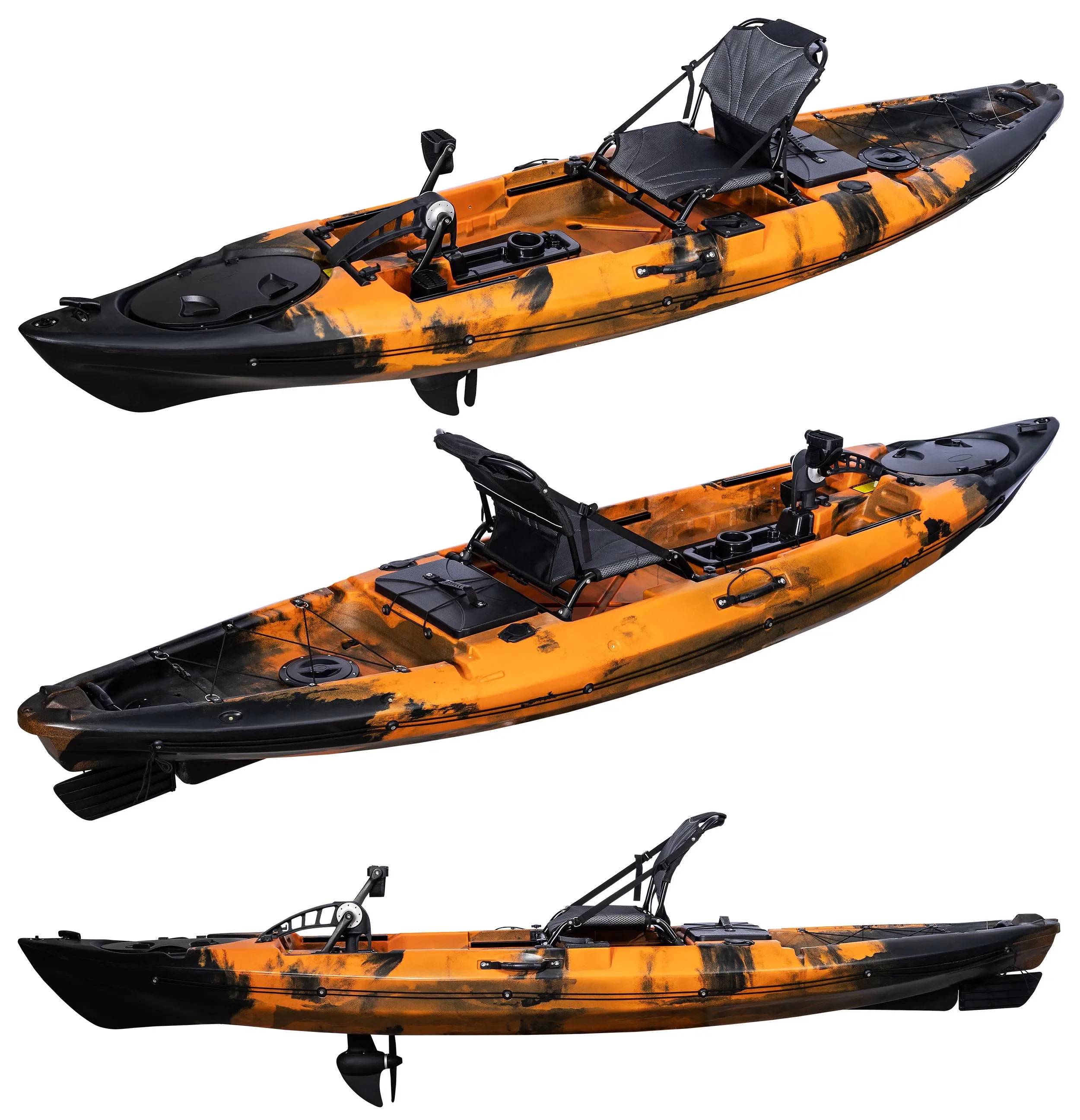 

11.6 FT Mirage Compass Paddle Predator, Ocean Pedal Kick Up Kayak Fishing Single Seat Canoe with Motor