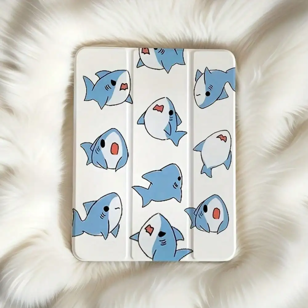 

Cartoon Shark Pattern, TPU Folding Protective Case, Suitable for IPad Pro/Air/Mini (multiple Sizes), Sleep/wake Function.