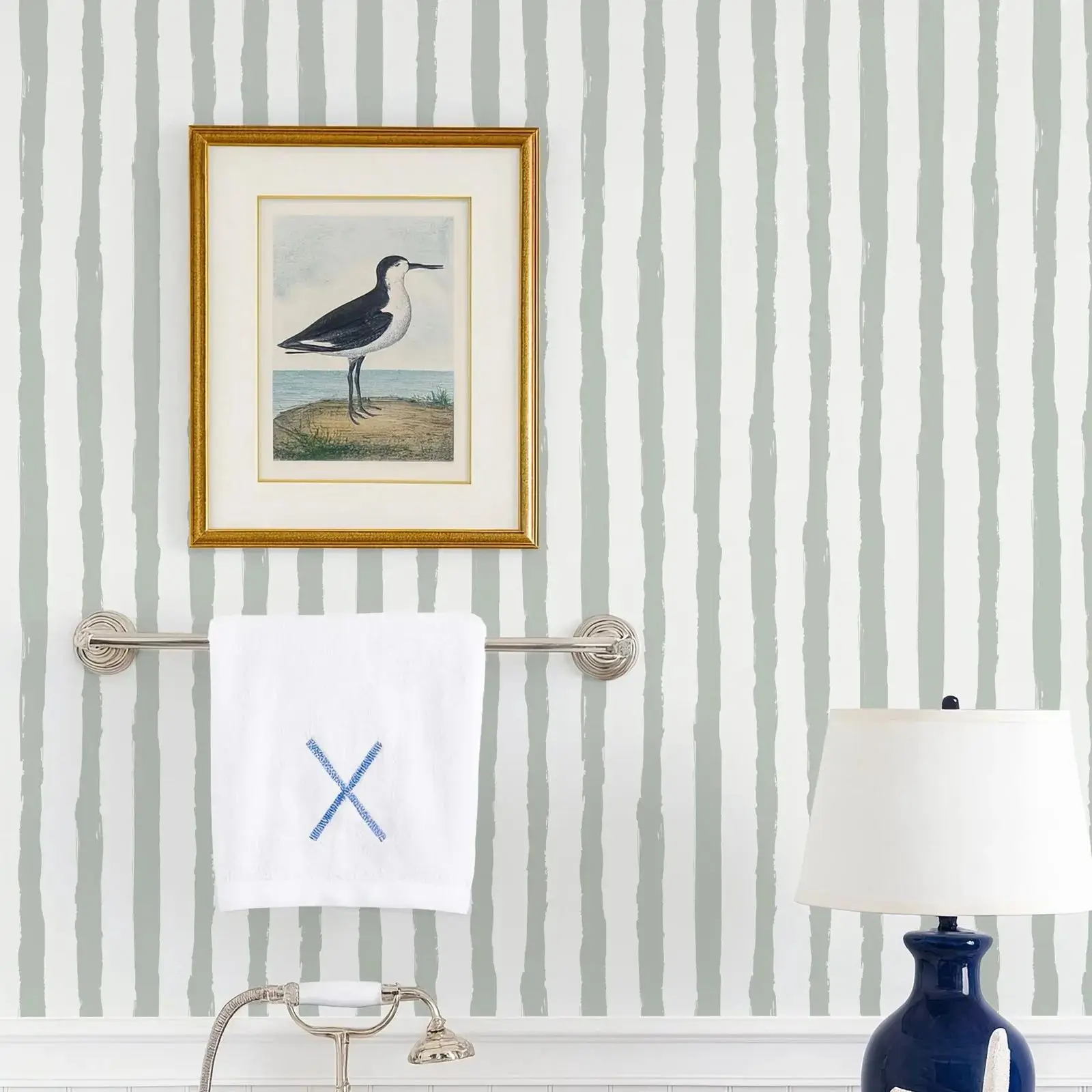 Green Sage Stripe Wallpaper, Peel & Stick Green Line Wallpaper For Home Decoration,Self-adhesive Or Traditional Non Woven Papers