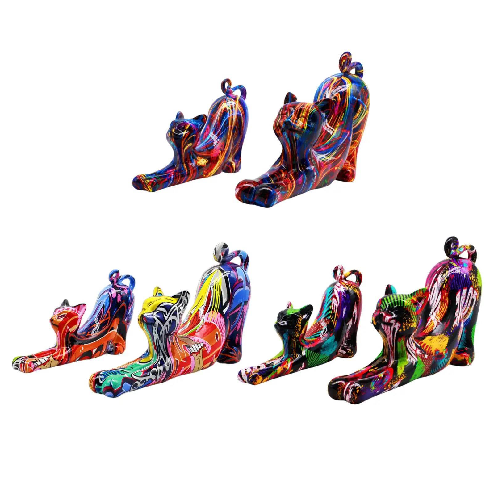

Cat Statue Creative Art Gifts Desktop Figurines Collection Cat Ornament for Entryway Bedroom Living Room House Decoration