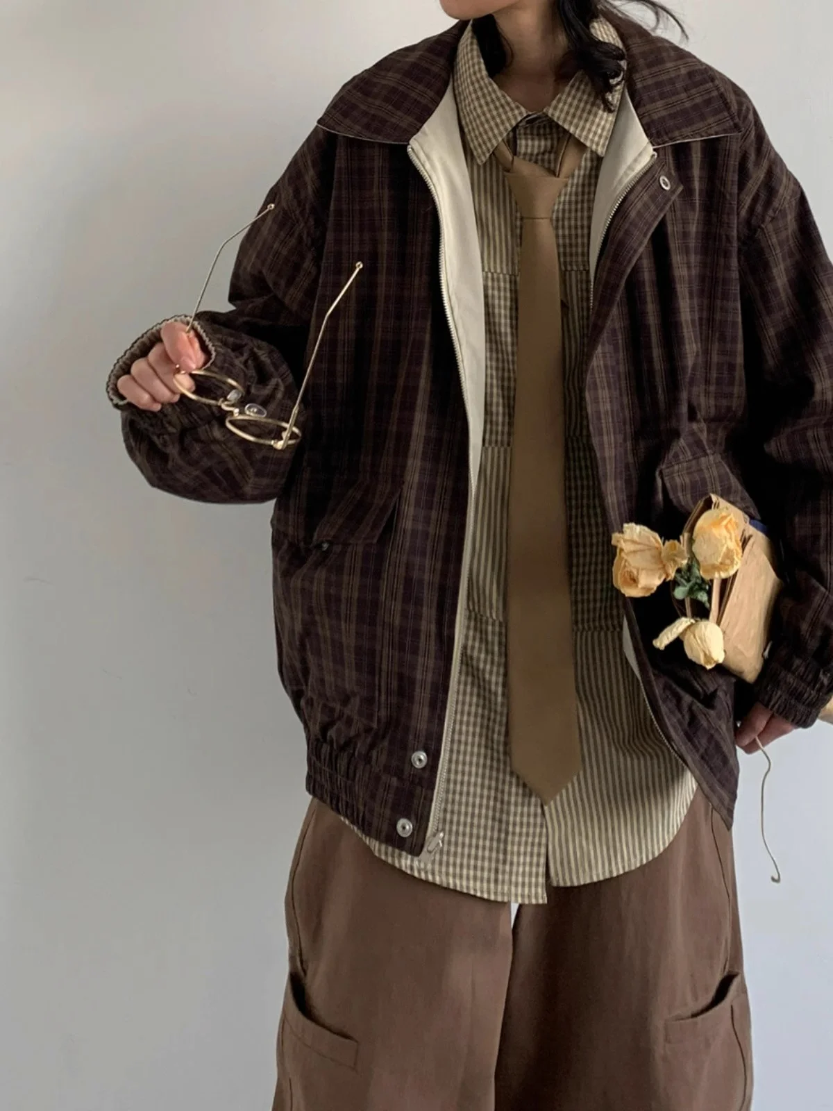 

Американский ретро-пиджак двусторонний, мужской, весенне-осенний, с широким воротником, для пар, модная верхняя одежда