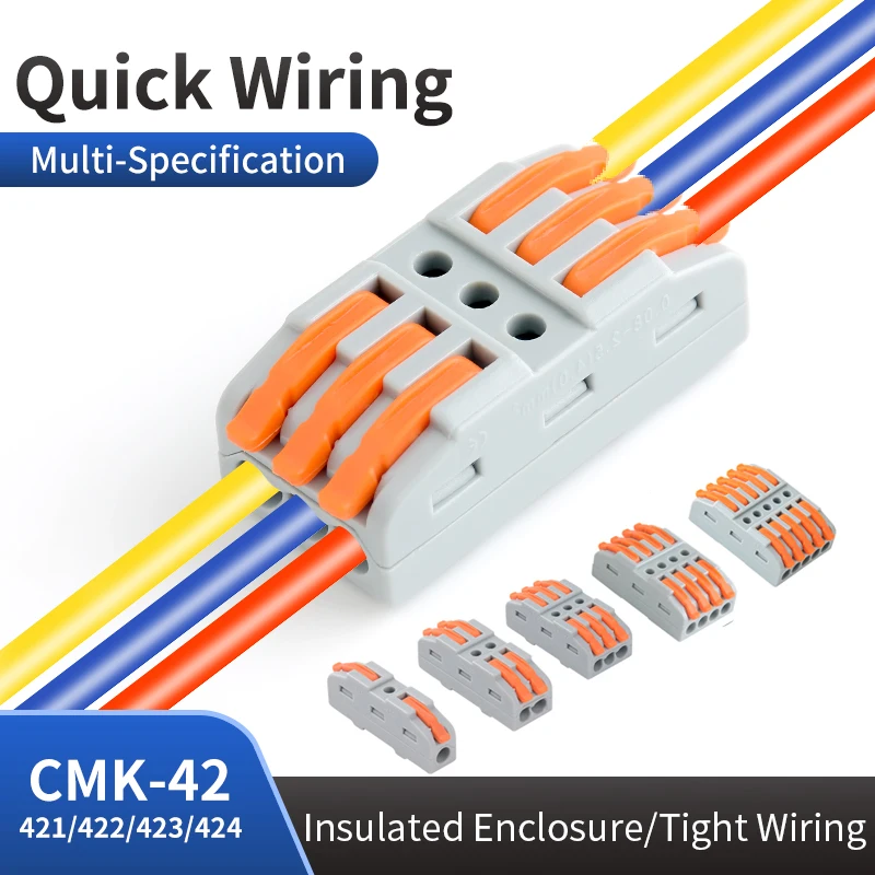 CMK 42 Series Quick Splicing Multiplex Lever Wire Connector Universal Compact Conductor Press Home Terminal Blocks  0.08-4mm²