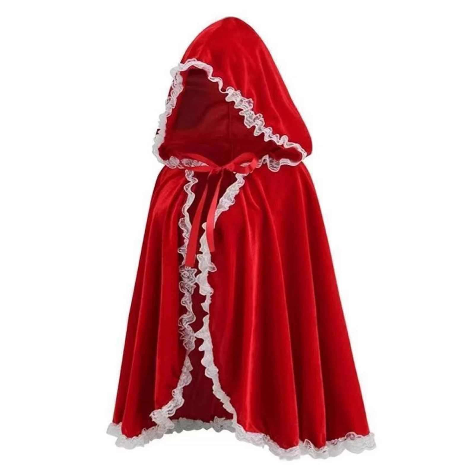 Capa de terciopelo Caperucita Roja Capa de encaje Disfraz Cosplay Capa de novia Adecuado para Halloween y Navidad Capa de cosplay