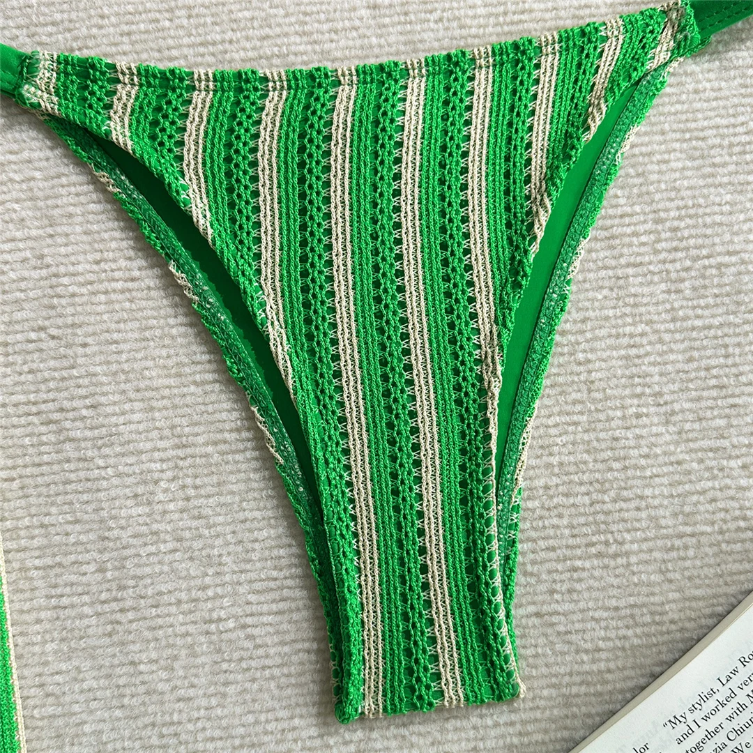 5 Farben mit Hose, gestreifter Neckholder-Bikini, Damen-Badebekleidung, dreiteiliger Bikini-Set, Badeanzug, Badebekleidung, Schwimmbekleidung V7838P – Detail 31
