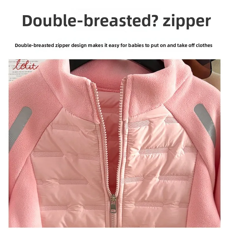 Jungen Mädchen Dicke Jacken Winter Kinder Gefütterte Fleece Warme Mäntel Kinder Kapuzen-Baumwoll-Oberbekleidung Kinderkleidung Kaschmirmantel – Detail 4