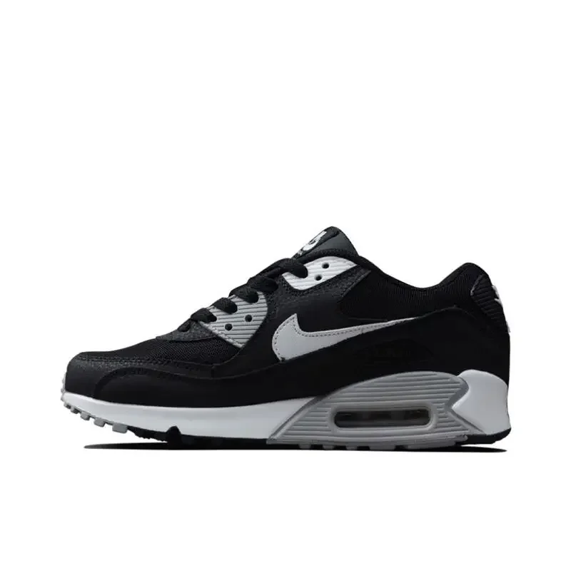 Nike Air Max 90 Unisex Running Shoes Breathable Retro Waffle Shoes Forrest Gump Shoes Black and White Gray/white Hook