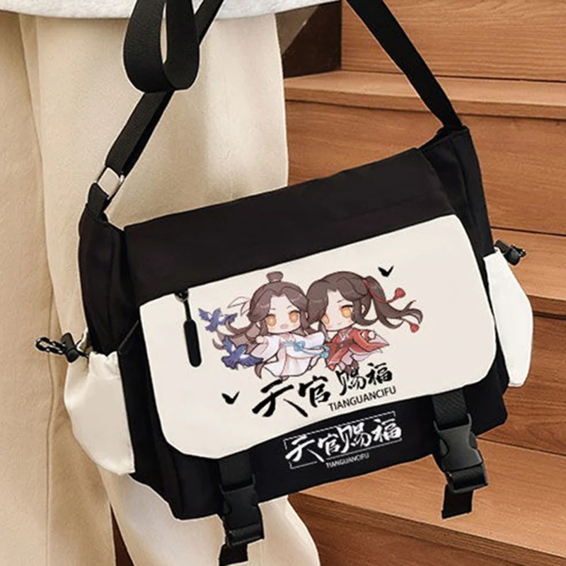 Blanco y negro, bendición de oficiales del cielo, Tian Guan Ci Fu, bolsos de hombro tipo bandolera de mensajero de Anime para niñas de la escuela lindo Kawaii