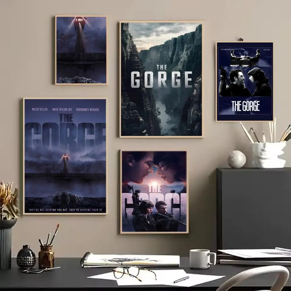 Misty Romantic T-The Gorge Fantasy Adventure Movie Vibe Poster Painting Wall Art for Living Room Home Gifts Decor Mural