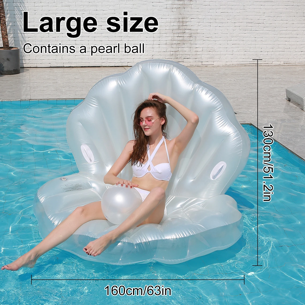 1PC 성인 풍선 쉘 부동 의자 휴식과 재미를위한 진주 공과 두꺼운 거대한 수영장 Floaties