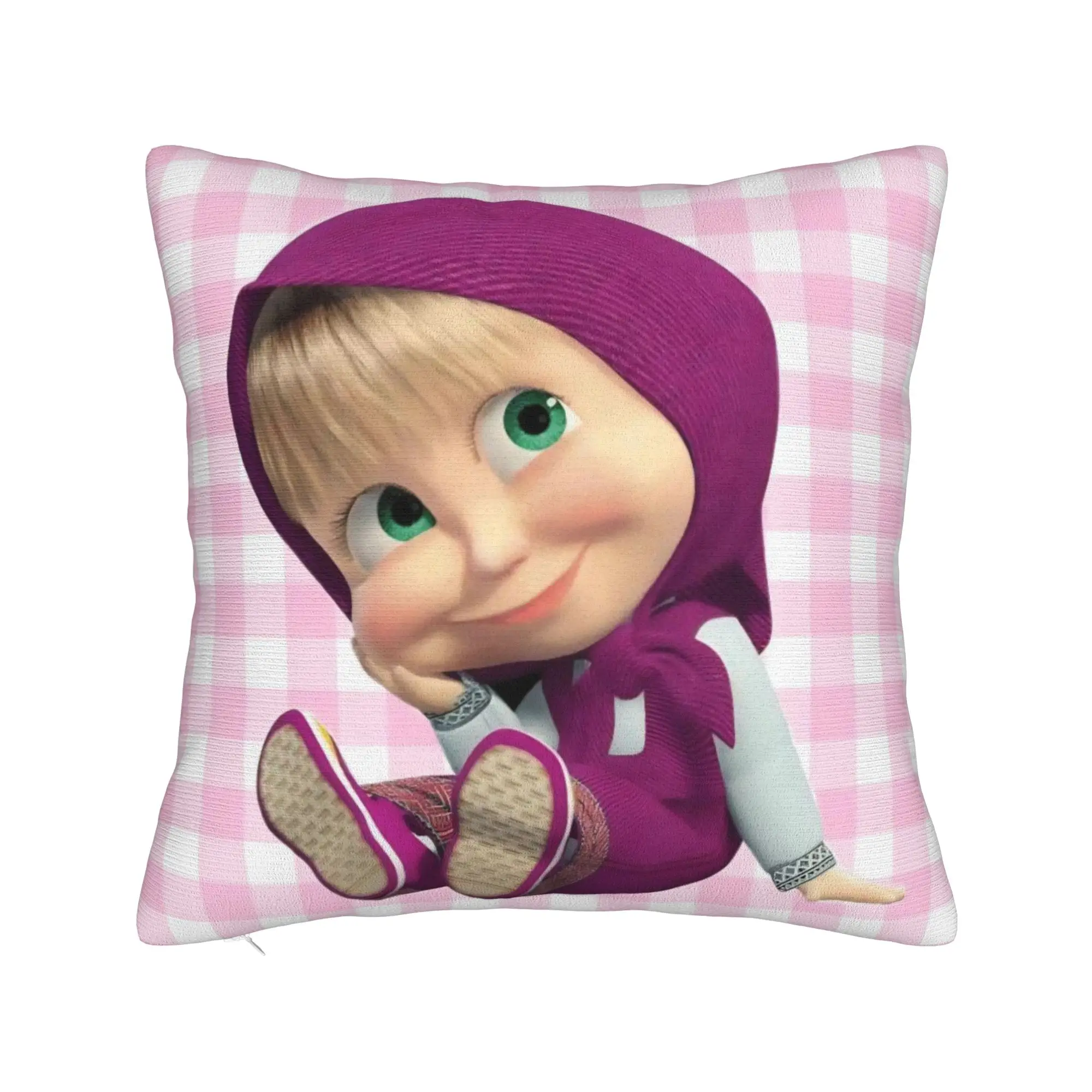 Cute Cartoon M-Masha and Bear Pillowcase Soft Polyester Cushion Cover Decorations  Throw Pillow Case Cover Sofa Square 40*40cm