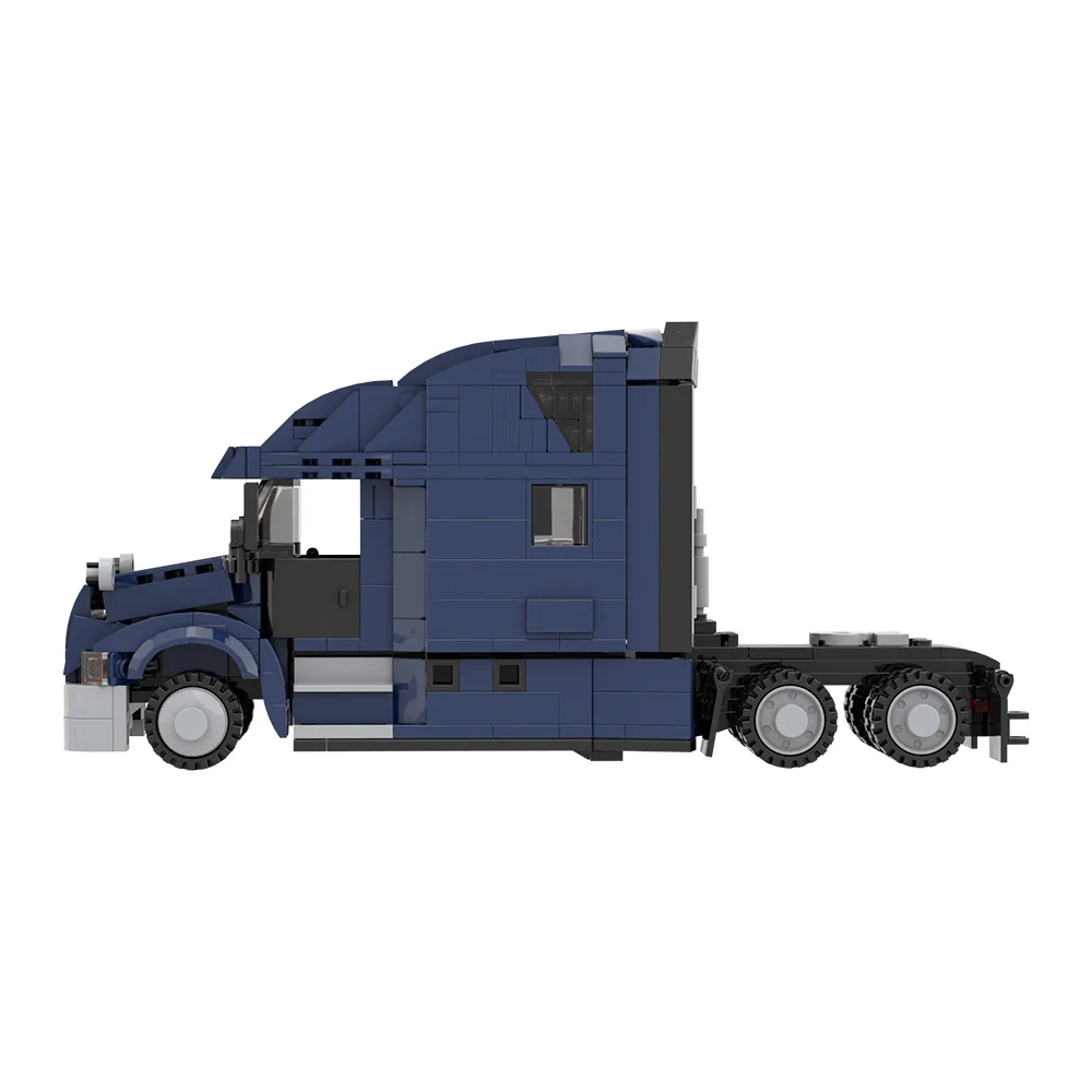

MOC Freightliner Cascadia Building Blocks Large Truck Container Truck City Transporter Blue Trailer Brick Toy Adult Gift