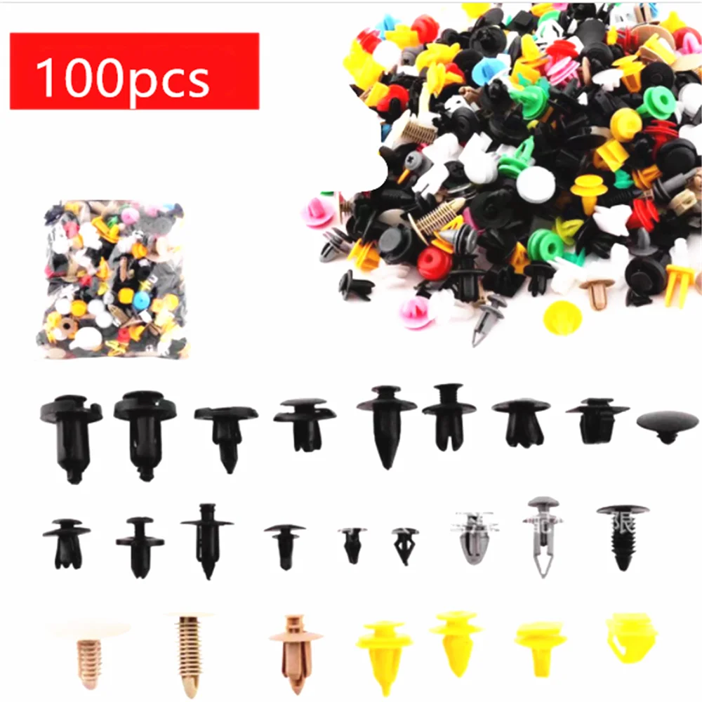100個の車のプラスチックファスナーアクセサリー,ハイフンi10,i20,ix25,i30,ix35,i40,タクソン用ターソラリス2008-2018