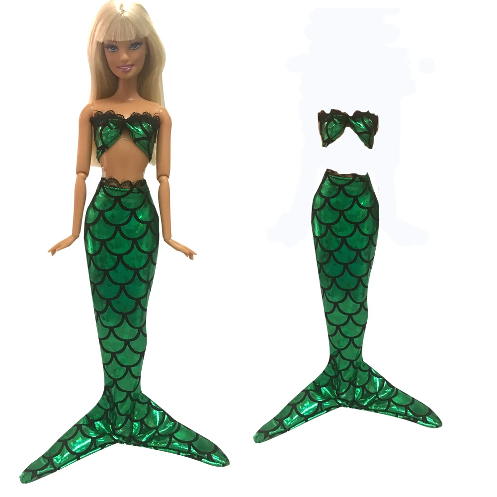 

1 Pcs Green Dress For 11.5 Inch Doll Clothes 1/6 Dolls Party Gown Skirt For BJD Doll Genuine Mermaid Tail Dress Baby Toy