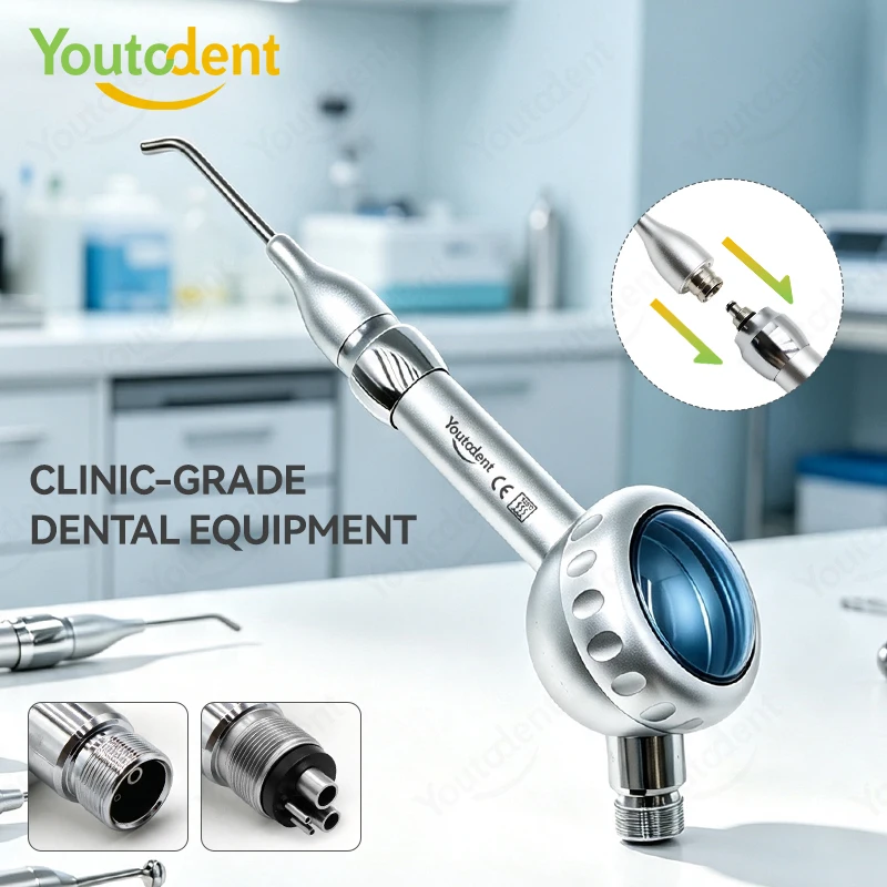 Youtodent Metal Dental Air Prophy Unit 2/4 Hole Air Polisher Handpiece Teeth Cleaning Sandblasting Gun Dentistry Instrument