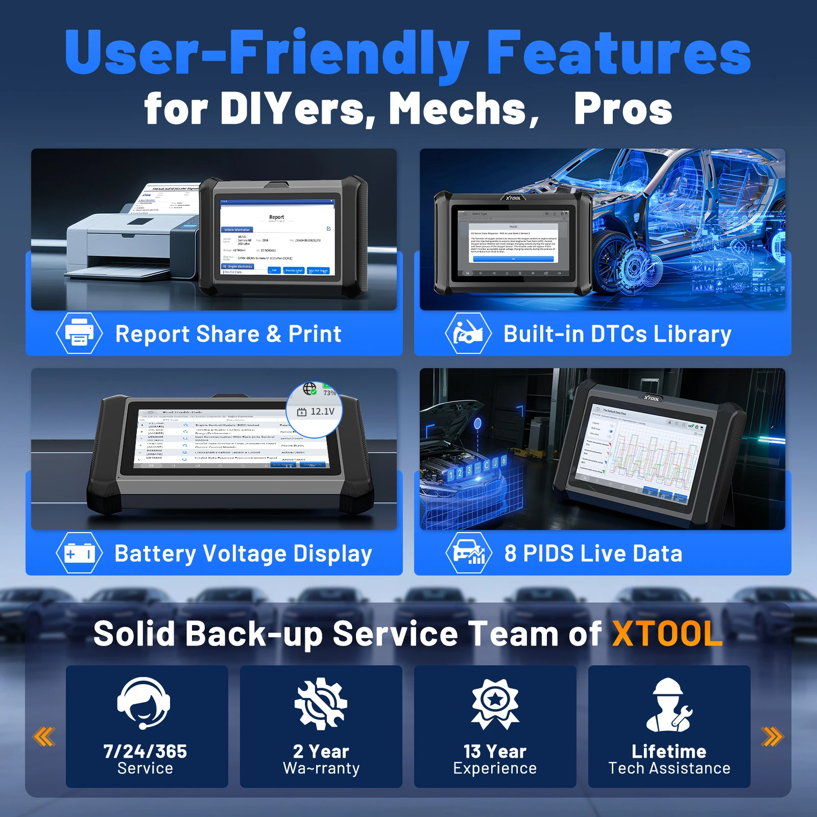 Picture 8: XTOOL X100PADS Key Programming Tools For All Key Lost/ Add Keys/ Key Generation Auto Programmer Key Matching Full System Car Diagnostic Tool OBD2 Scanner 32+ Reset FCA Automotive DoIP CANFD 2 Years Free Update