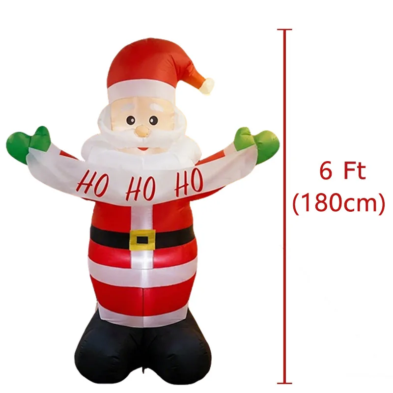 1.8 meters Christmas air mold LED light inflatable classic Santa Claus hands holding banners outdoor garden decoration