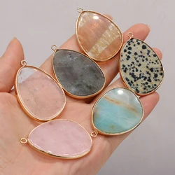Natural Stone Pendant Irregular Malachite Rose Pink Quartz Amazonite Charms for Jewelry Making DIY Necklace Accessories