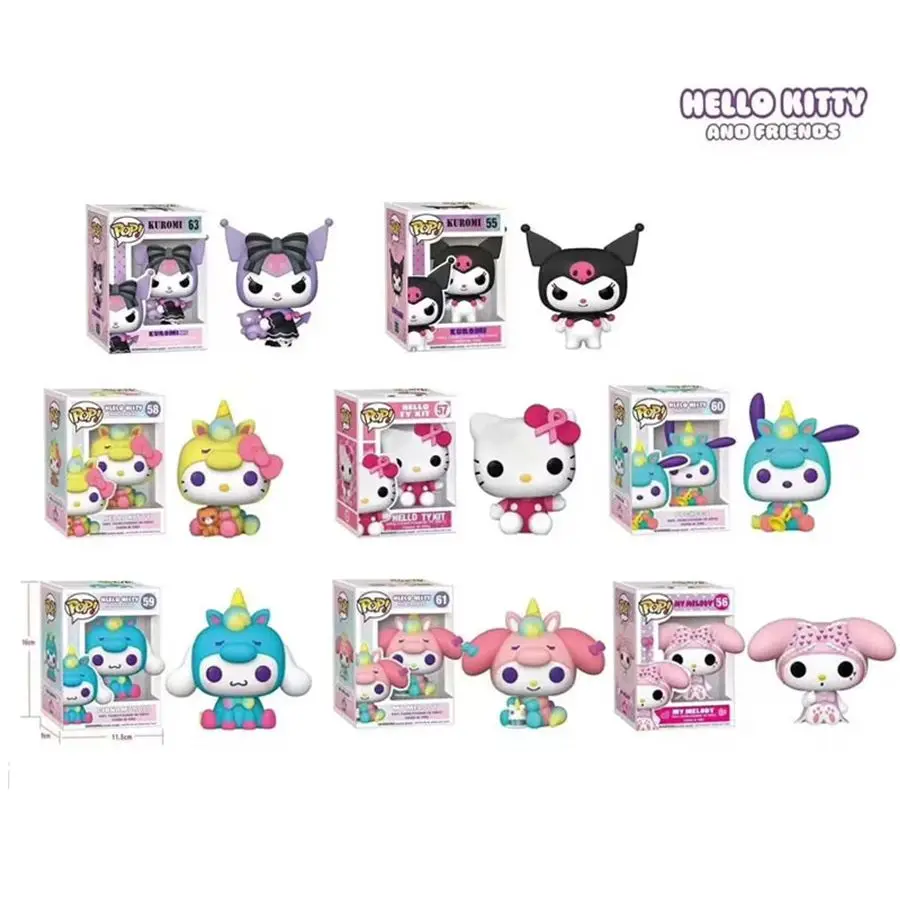 Sanrio Pop Actiefiguren Funko Model Anime Hello Kitty Kuromi Desktop Decoratie Leuke Gk Figuren Model Speelgoed Kid Kerstcadeau