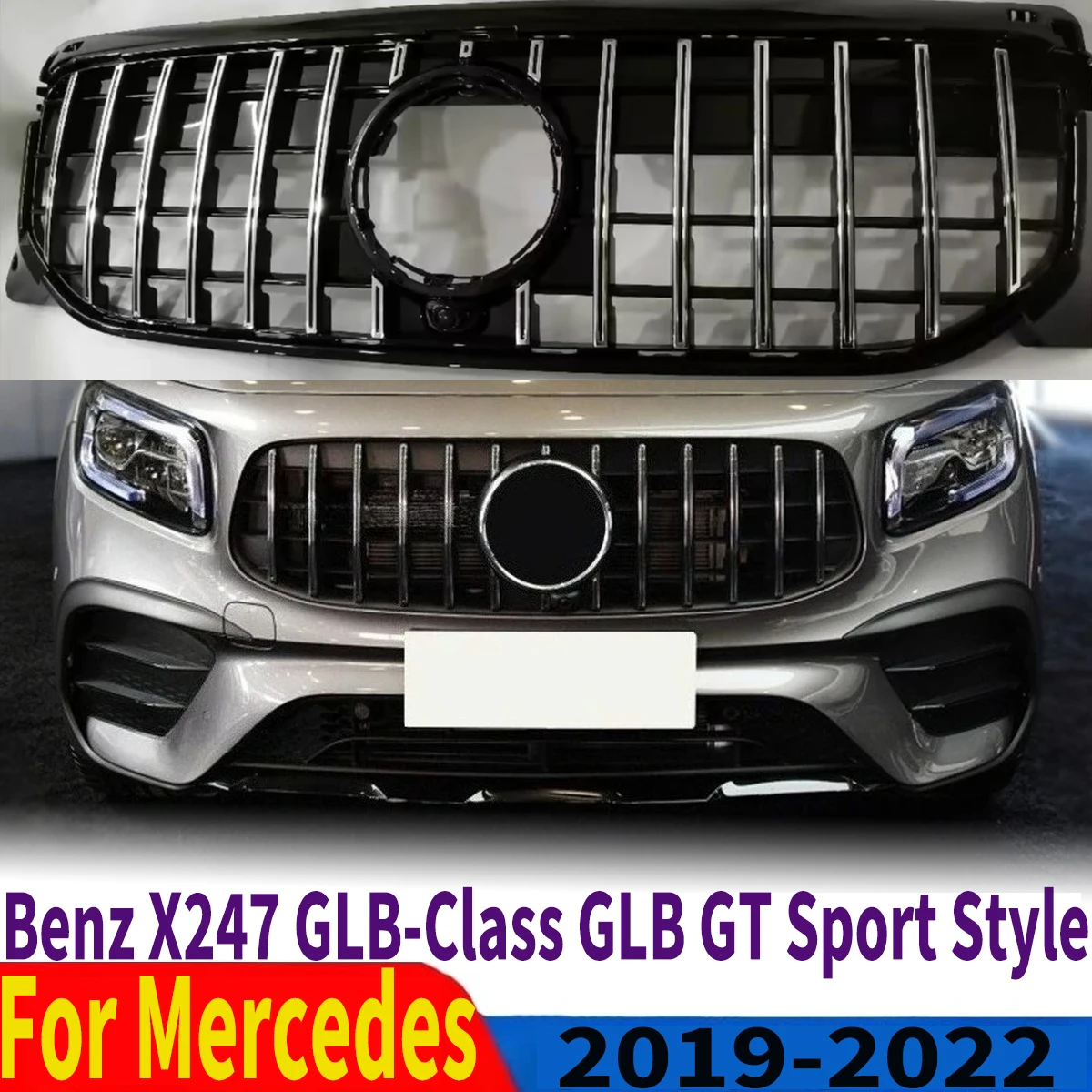 For Mercedes Benz X247 GLB-Class GLB GT Sport Style 2019 2020 2021 2022 Car Front Bumper Grille Body Kit Modification Exterior