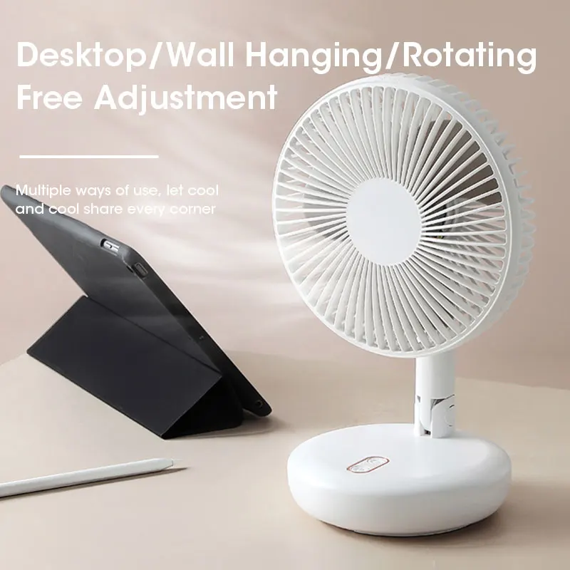 

Portable Floor Fan USB Rechargeable Folding Stand Adjustable Height 3 Speeds Super Quiet Home Office Bedroom