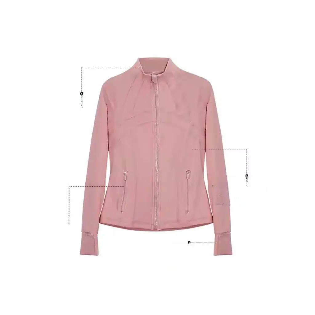 

Pink Slim-fit Sports Jacket for Women Unique Vertical Collar Yoga Fitness Top Breathable Waist Super Good-looking Spring Autumn