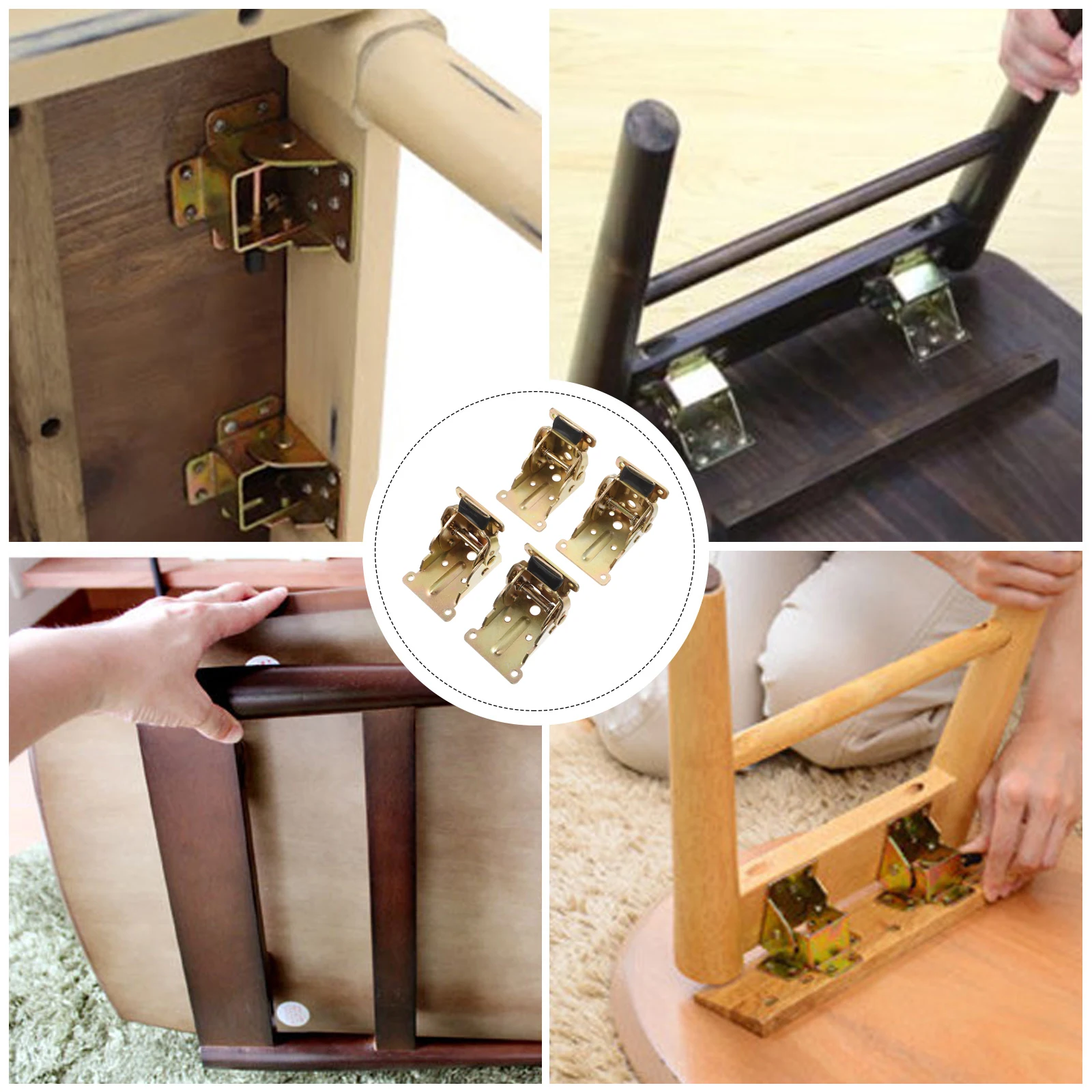 

4pcs Folding Support Bracket Metal Lock Extension Hinge For Table Bed Leg Self-Locking Brackets Foldable Leg Feet Durable Spcc