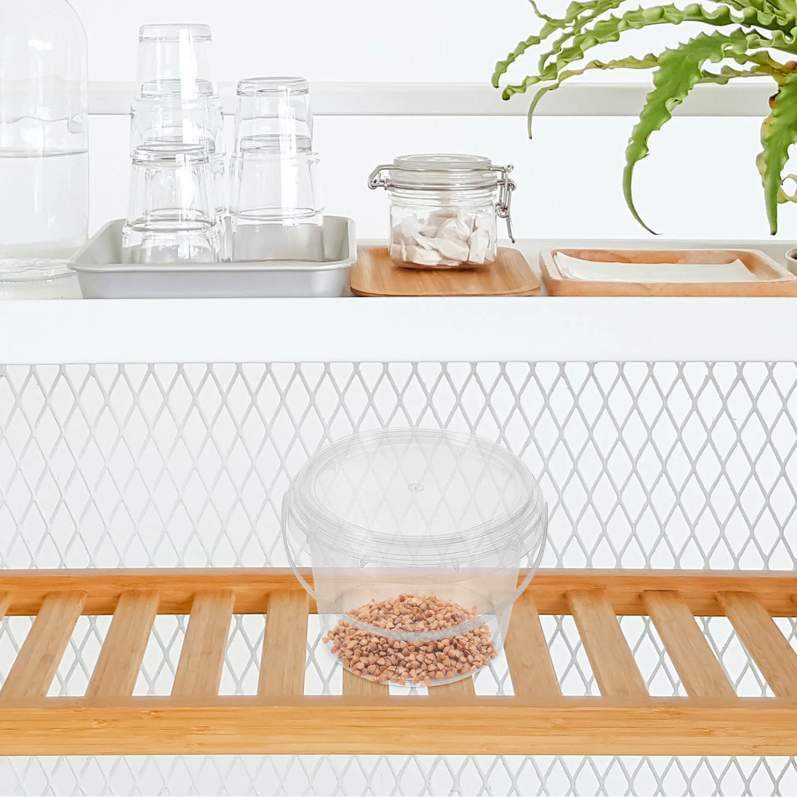 

10 Pcs Kitchen White Bucket Transparent Small Barrel Food Grade Sealed Storage Containers Plastic Empty Ice Proof Moisture