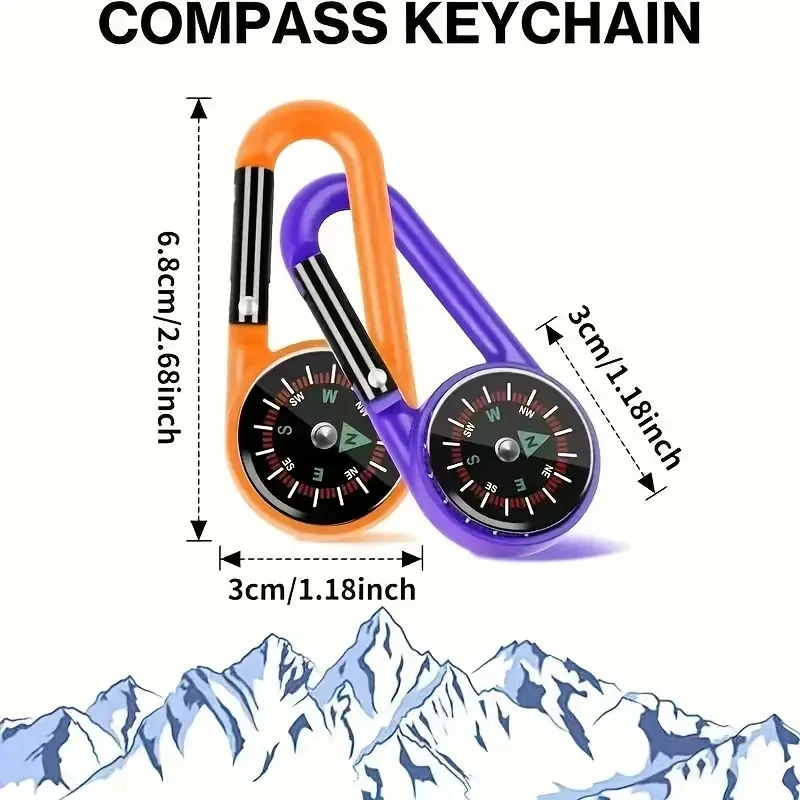 Portable Compass Mountaineering Chain Key Chain Direction Locator with Transparent Compass Tray Survival Navigation Tool