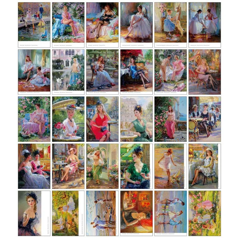 30 Pcs/Set Konstantin Razumov Art Painting Postcard Greeting Message Card Fashion Gift For DIY Scrapbook Decoration Student