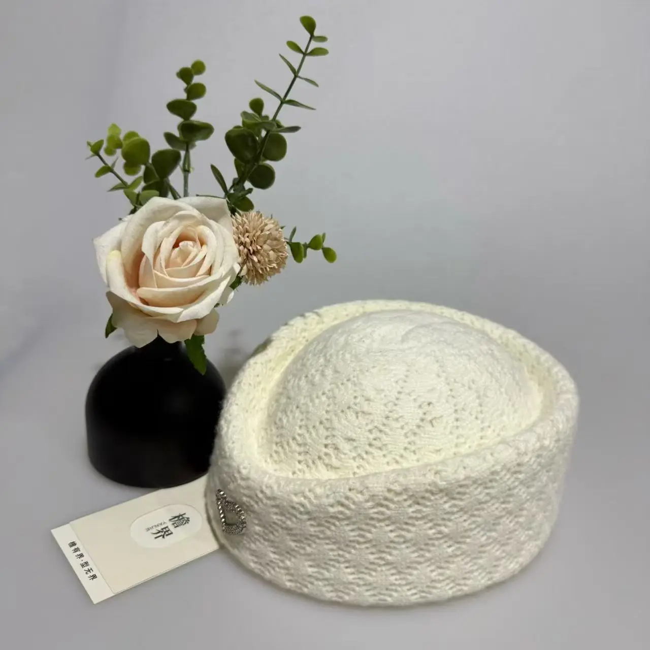 Hollow Out Peach Heart Diamond Beret Women's New Model High-End Breathable Versatile Fashionable Top Hats