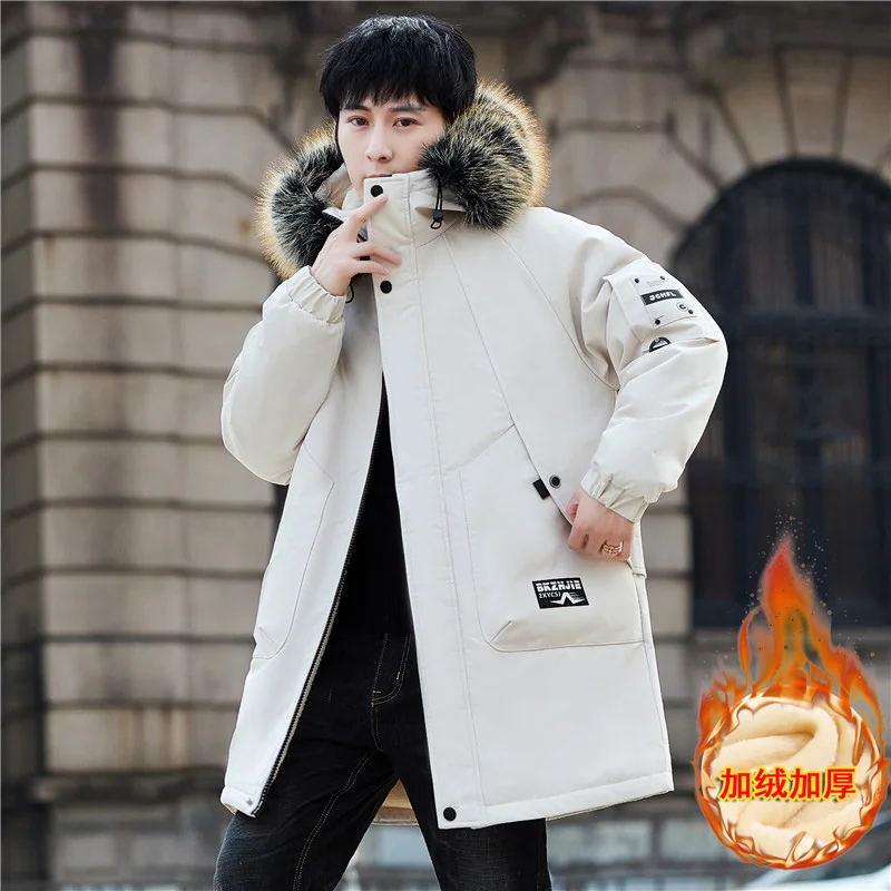 남성용 두꺼운 따뜻한 재킷, 후드 파카 코트, 양털, 트렌디 브랜드, 스트리트웨어, 울 라이너 재킷, 가을, 겨울, 신상