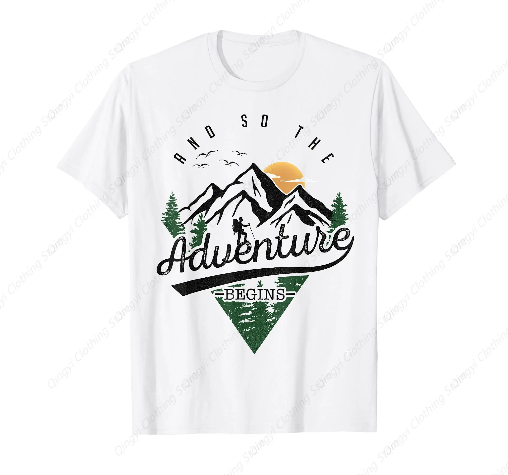 

The Adventure Begins Adventure Camping Hiking T-Shirt