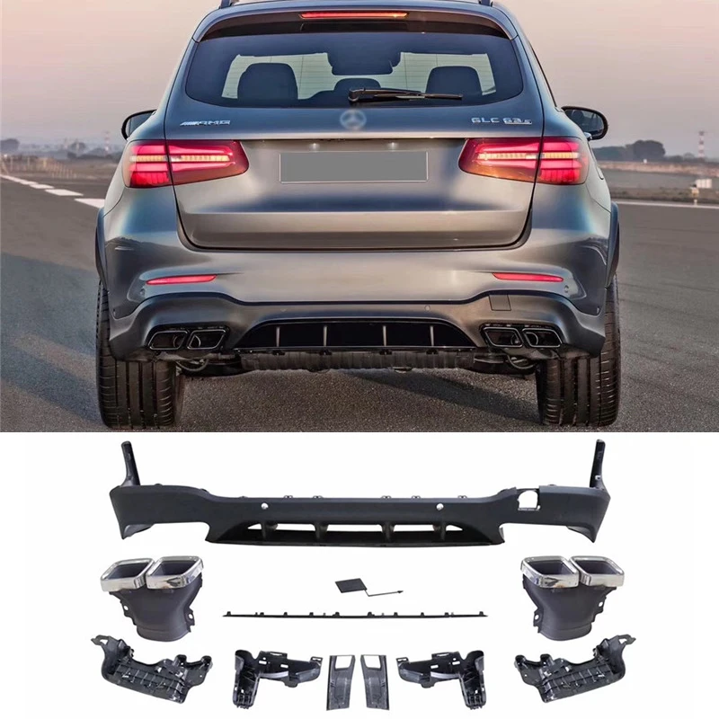 

be suitable for Mercedes Benz C253 GLC63 COUPE X253 GLC63 Rear Bumper Cover Trim Plate tailpipe muffler accessories Body Kit
