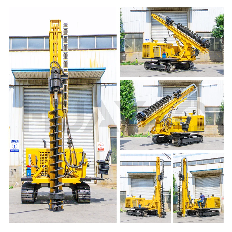 Crawler Mounted Hydraulic Solar Pile Driver with Auger and Remote Control for Utility Scale Solar Farm