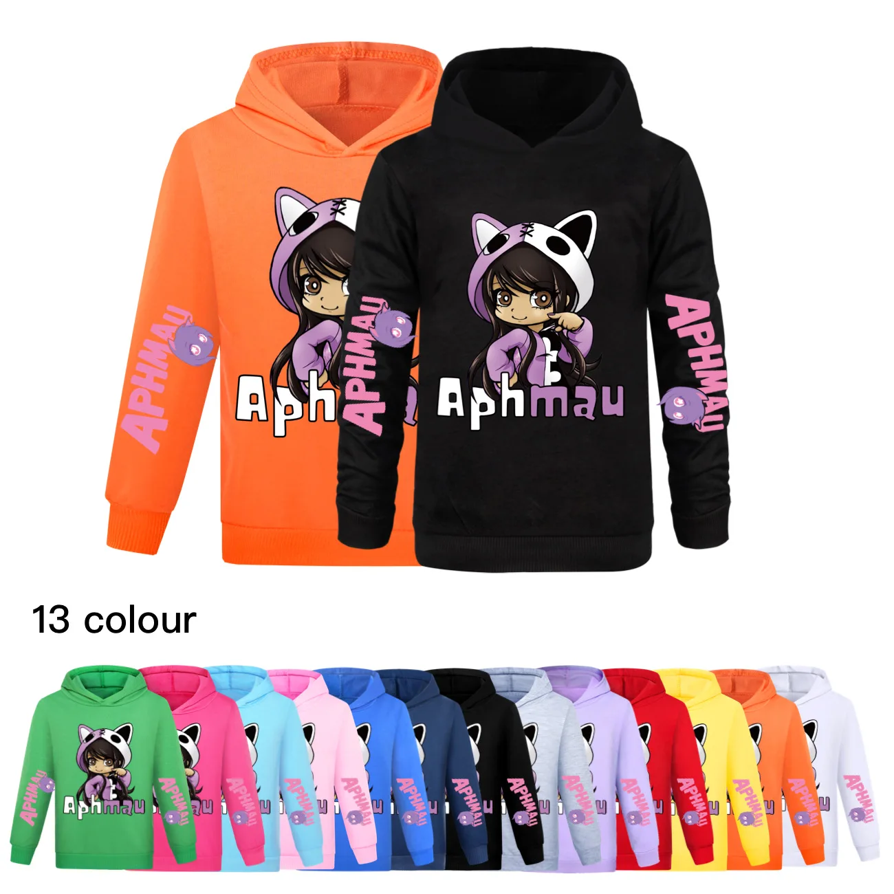 Anime APHMAU Hoodie Kids Cartoon Jumper Boys Long Sleeve Coats Baby Girls Hooded Sweatshirts Children Pullover Sweater