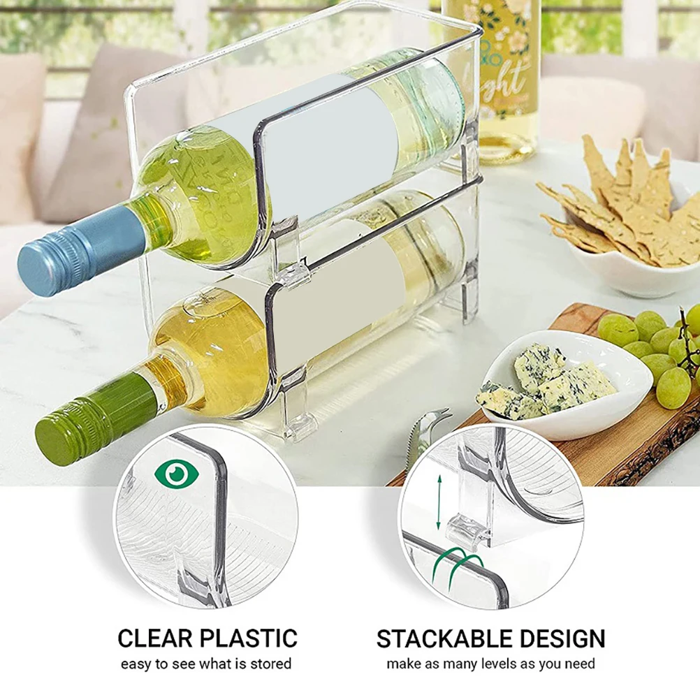 

2Pcs Stackable Wine Rack Drawer Organizer for Kitchen Bar Wine Storage Shelf Drawer Style Stand Bottle Holder