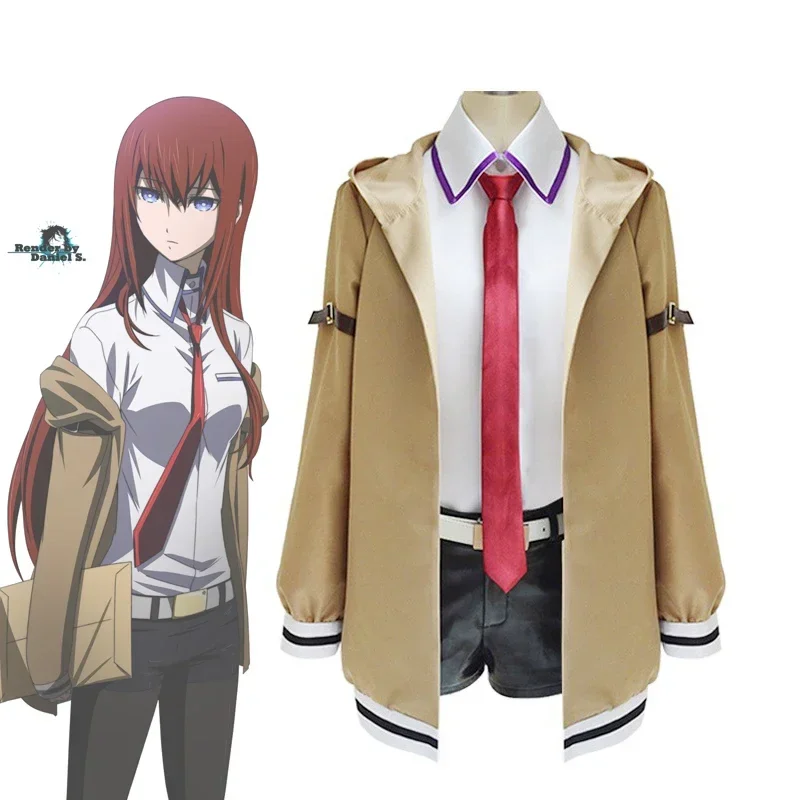 Anime gra Steins Gate Makise Kurisu przebranie na karnawał zestaw mundurków Christina kurtka koszula spodenki kobieta Party kostium na Halloween