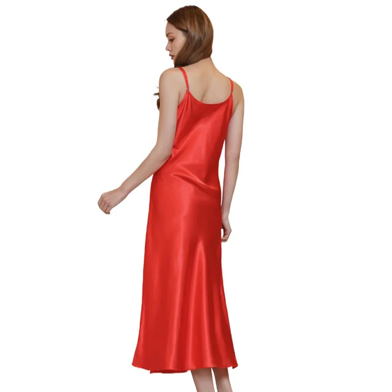 Sukienka plus size, średniej długości, dopasowana, seksowna, z głębokim dekoltem w serek, na ramiączkach, cienka, satynowa, idealna jako okrycie wierzchnie, letnia, damska, transgraniczna.