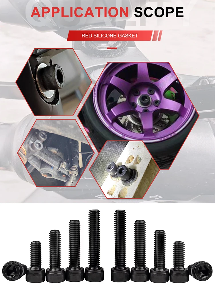 M2M3M4M5M6M8M10M12M14M16 Kohlenstoffstahl Güteklasse 12.9 DIN912 Innensechskantschrauben Schwarz Metrisches Gewinde Sechskant Maschinenschrauben DIY-Bolzen