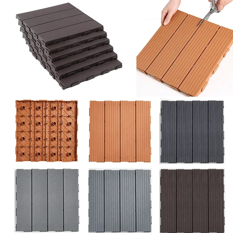 5PCS Interlocking Deck Tiles Waterproof Square Plastic Outdoor Flooring Patio Floor Decking for Porch Poolside Balcony Backyard