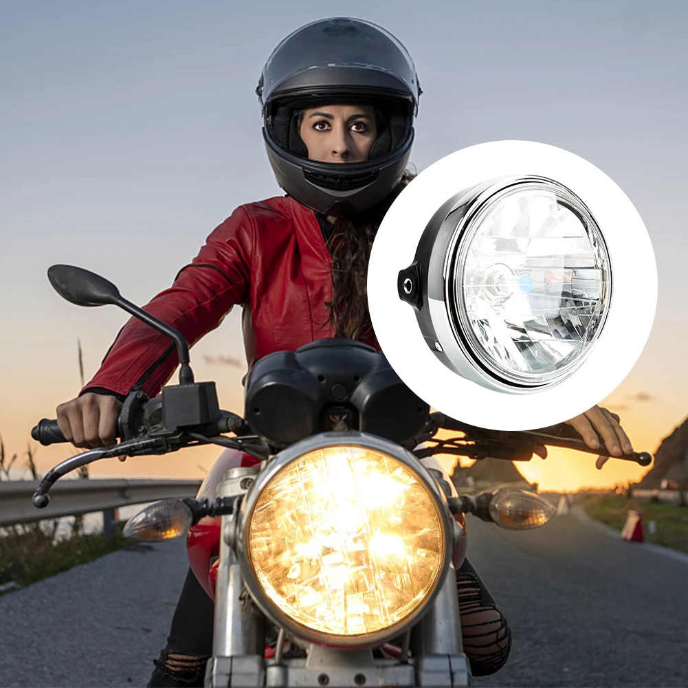 LED تعديل ضوء جولة LED بقعة ضوء السوبر مشرق تعديل كريستال كشافات مقاوم للماء 12 فولت 35 واط P43T لهوندا CB400/900 CB750